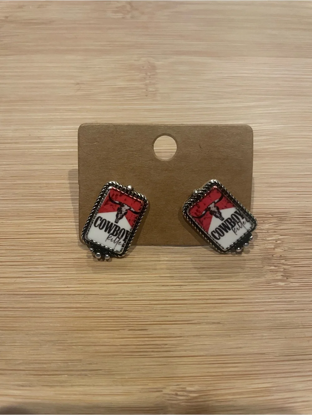 Cowboy killer small dainty rectangle stud earrings